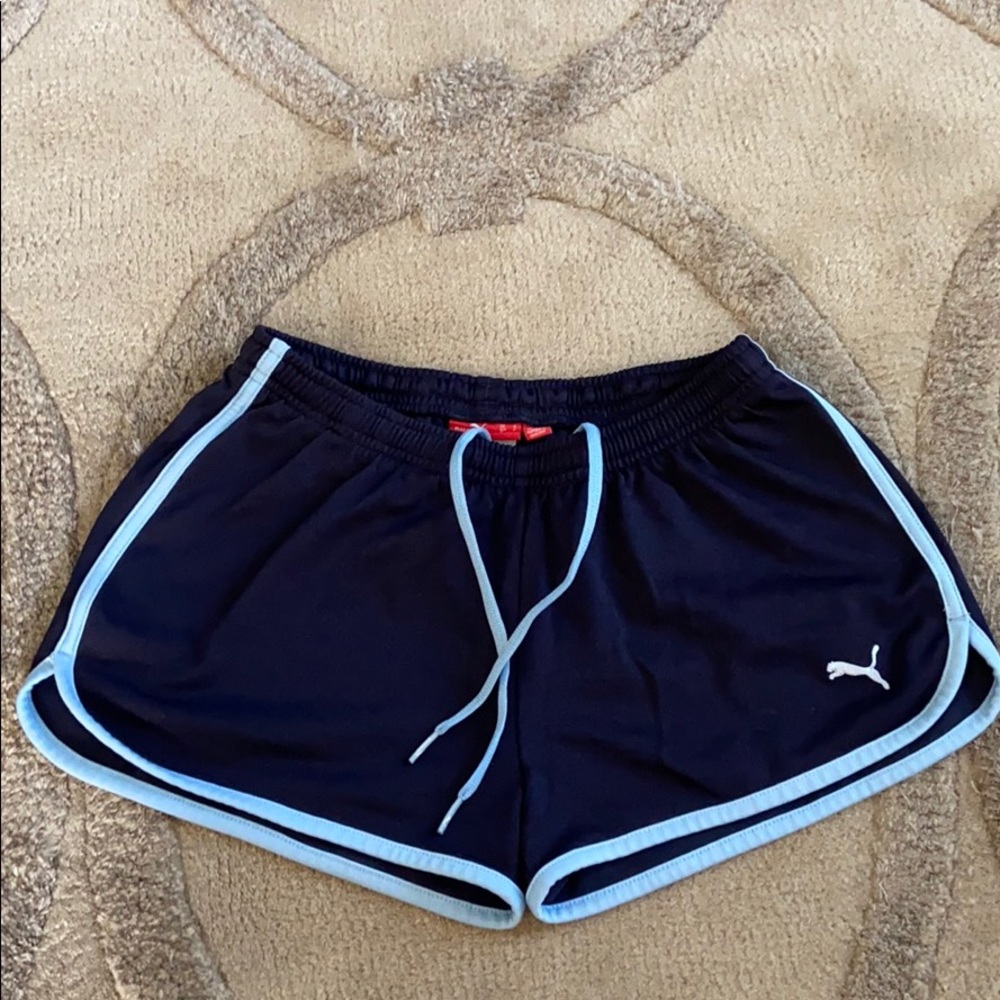 Puma navy & light blue athletic shorts, S